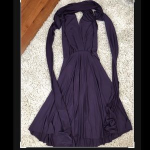 Dessy tea length multi-way convertible tie dress